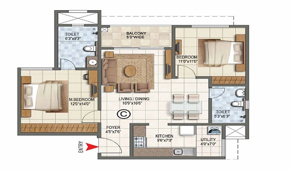 Featured Image of Prestige Budvel 2 BHK Floor Plan