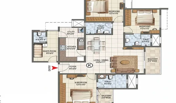 Featured Image of Prestige Budvel 3 BHK Floor Plan