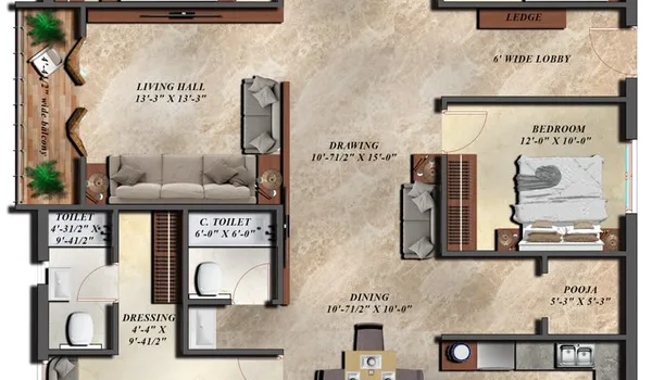 Featured Image of Prestige Budvel 4 BHK Floor Plan